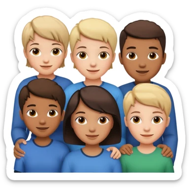 I want a 5 persons, 3 girls, one of them have a short hair, and 2 boys  sticker