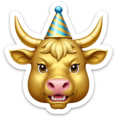 Angry New Year's Eve Dressed Golden Bull Emoji sticker