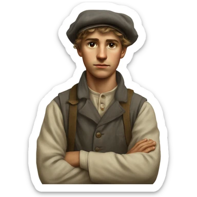 young peasant men during the 1917 revolution in Russia photorealistic serious sticker