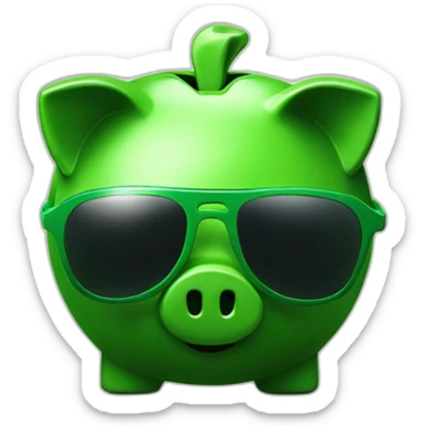 green piggybank with sunglasses sticker