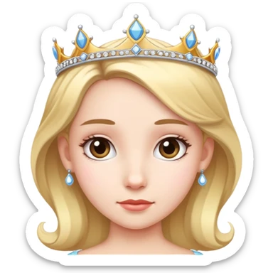 realistic portrait of girl with a small tiara  sticker
