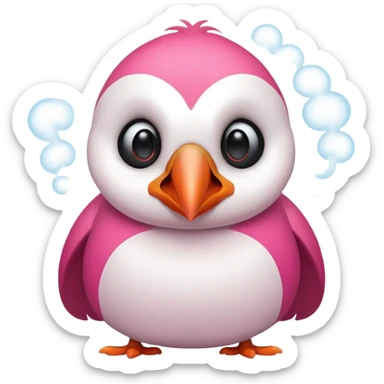 pink puffin angry steam from nose sticker