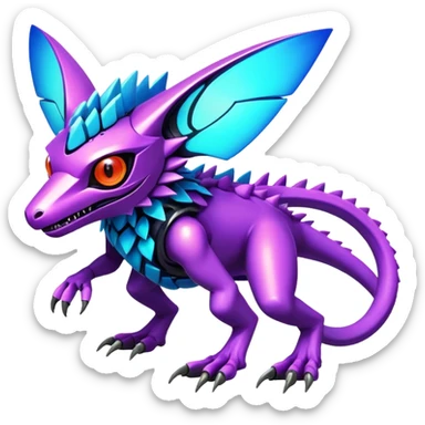  exotic colorful futuristic modern cyber-Fakémon-Digimon-Trico-Vernid-creature sticker