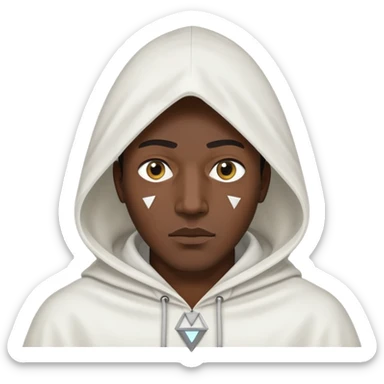 Black man wearing a triangular white hood with only eye holes sticker