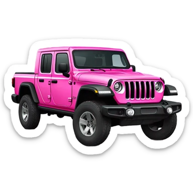Realistic hot pink to pastel pink ombre Jeep Gladiator truck. sticker