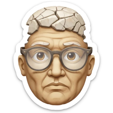 white cracked marble greek statue head with glasses sticker