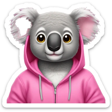 Koala wearing a pink hoodie sticker