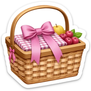 picnic basket with a large pink ribbon sticker