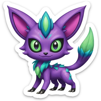 Colorful furry Exotic Meloetta-Sableye-Virizion-Venom-Stitch-Fakémon-creature-hybrid sticker