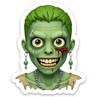 Create a zombie emoji with grillz and earring sticker