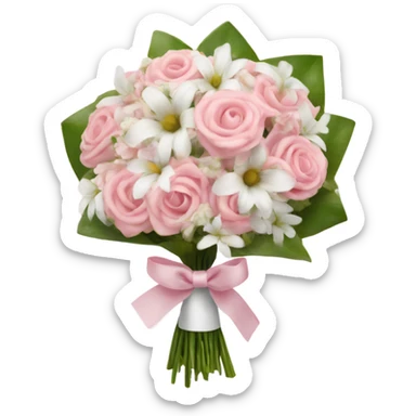 light pink bow tied on light pink and white flower bouquet  sticker