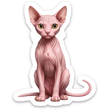 sphynx hairless cat full body sitting sticker
