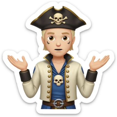 animated emoji for a player called prophet of doom I Dont Know shruging emote needs to be white male space pirate themed and dark aesthetic  sticker