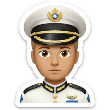 a serious realistic Finnish soldier in a white military uniform sticker