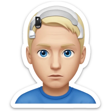 Eminem with blue eyes, blonde hair sticker