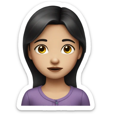 a little girl with dark hair and fair skin with a tear in her eye  sticker