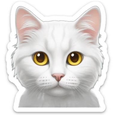 white fluffy cat with heterochromia sticker