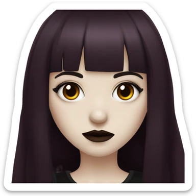 goth girl that has pale white skin and Long Dark Red hair and has dark red fringe bangs sticker