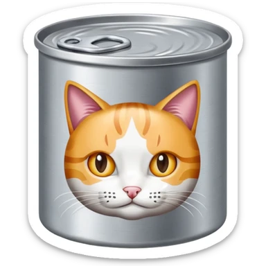 a flat round cat food can sticker