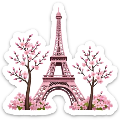Eiffel Tower with detailed realistic cherry blossoms  sticker