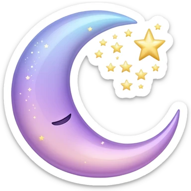 sparkly glossy pastel lilac-gradient crescent moon sticker