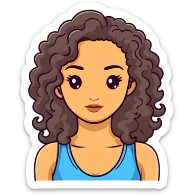 attractive Greek woman with long curly dark brown hair and light skin sticker