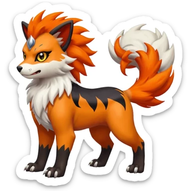 Litten-Houndour-Absol-Arcanine-hybrid-fusion, full body sticker