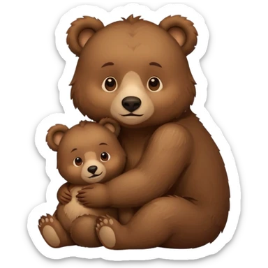 Mama bear with baby bear sticker
