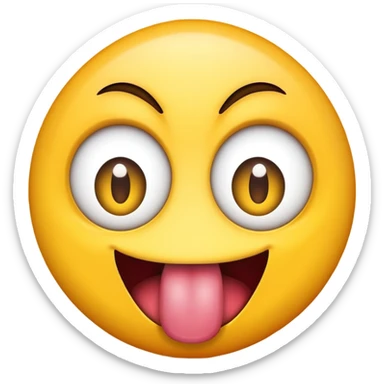 emoji with crazy wide eyes and tounge sticking out sticker