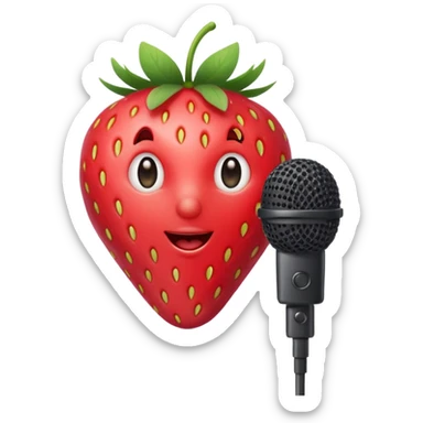 strawberry front the mic sticker