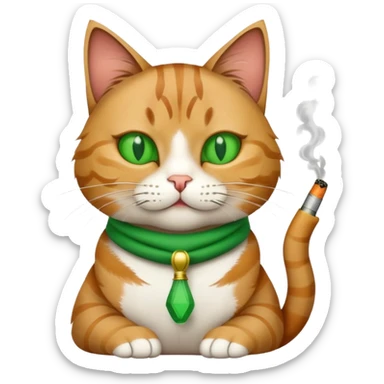 cat with a green cigarette  sticker