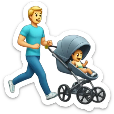 running man with a baby stroller sticker