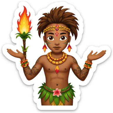 hawaiian fire dancer with tattoos sticker