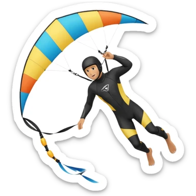 Kiterman en el aire ,caucasico con traje neopreno y casco negro, haciendo un down loop con el kite 13 metros sticker