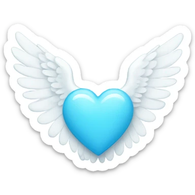 light blue heart with white wings sticker