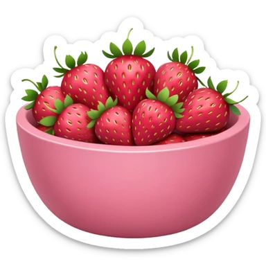pink bowl with lots of strawberries, natural and soft color palette sticker