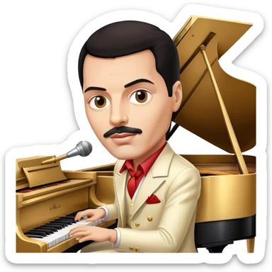 Freddie Mercury playing grand piano sticker