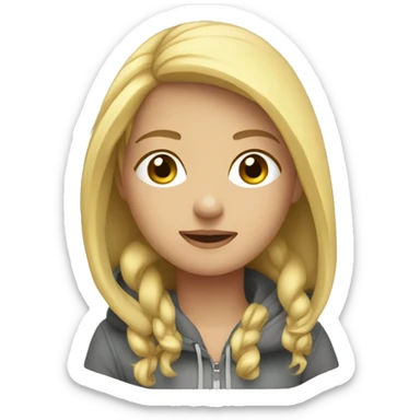 Blond girl wearing inc a hoodie laying down sticker