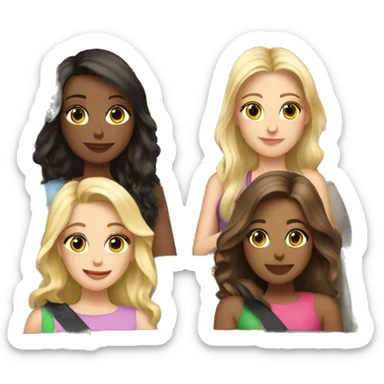 3 girls in a expensive car , one blonde girl , one brunette with wavy hair and one brunette with straight hair sticker