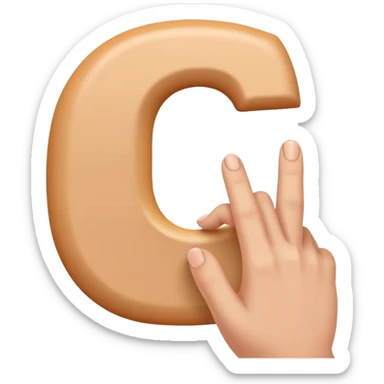 A hand making the letter c sticker