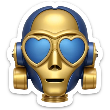 C-3PO wearing a pair of navy-blue heart shaped sunglasses  sticker