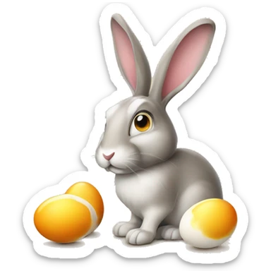 rabit with eggs on the heat sticker