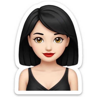 “Emoji girl, femme fatale, black hair. megan fox vibes black dress sticker