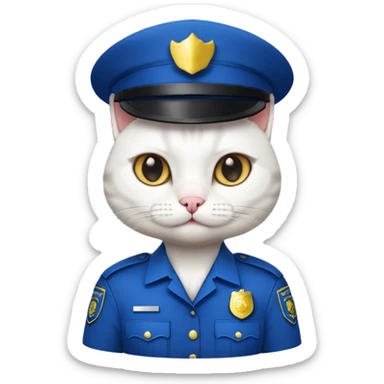 white cat police sticker