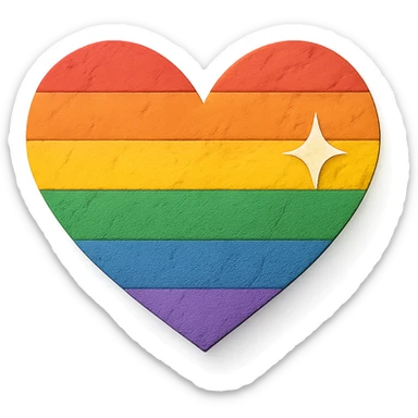 rainbow pride heart, paper craft style, no text, with a sparkle effect sticker