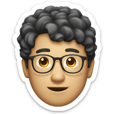 make a man with glasses kinda nerd and had short curly hair asian face sticker