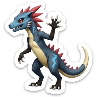 Salandit-Duskull-Marowak-Manectric-Zeraora-Fakémon-hybrid-creature (full body)  sticker