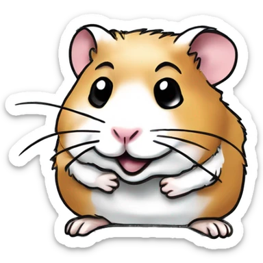 freehand drawed hamster vector comics 80s style sticker