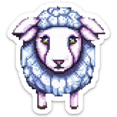 maximum blocky ultra-abstract pixel art Minecraft sheep emoji with only 2-4 large square pixels sticker