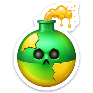 create a poison bomb which is radioactive in color, make the poison inside spoiling out and make the bomb gradient from green to yellow, make the bomb a sphere sticker